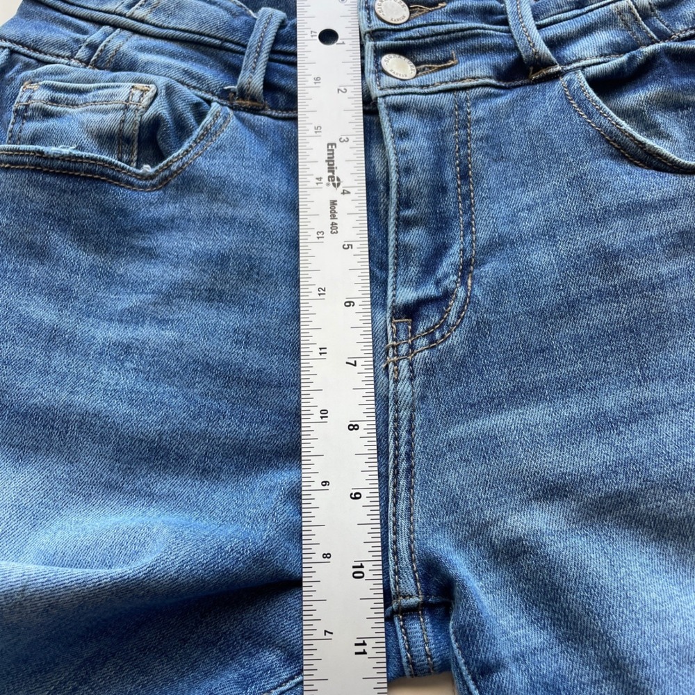 Kancan High Rise Super Flare Jeans Womens Size 27 Frayed Hem Medium Wash Retro - Picture 6 of 11